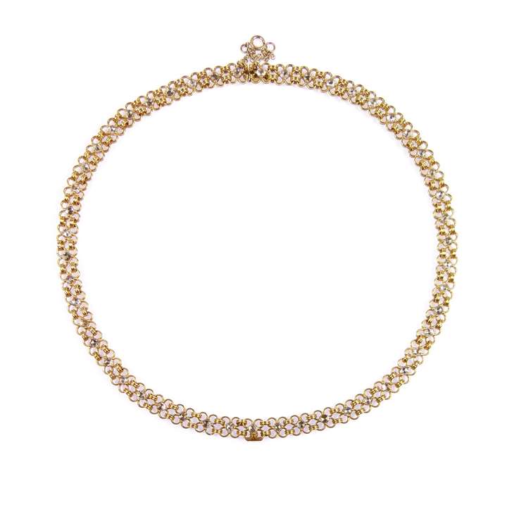 19th century gold chain and rose cut diamond collar necklace
